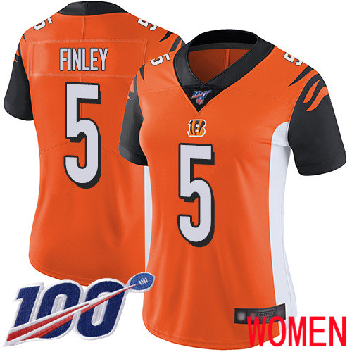 Cincinnati Bengals Limited Orange Women Ryan Finley Alternate Jersey NFL Footballl #5 100th Season Vapor Untouchable